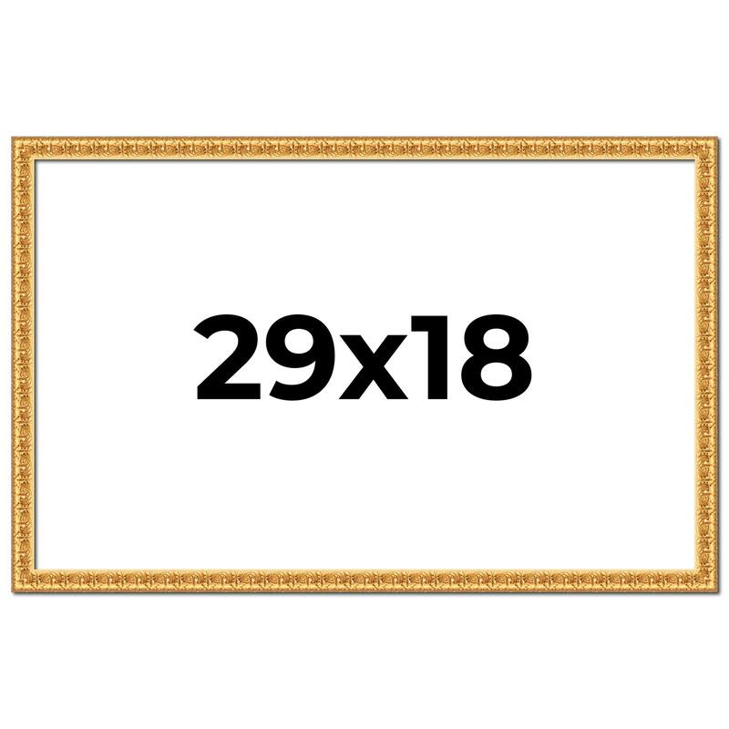 29x18 Frame Gold Real Wood Picture Frame Width 1 inches | Interior