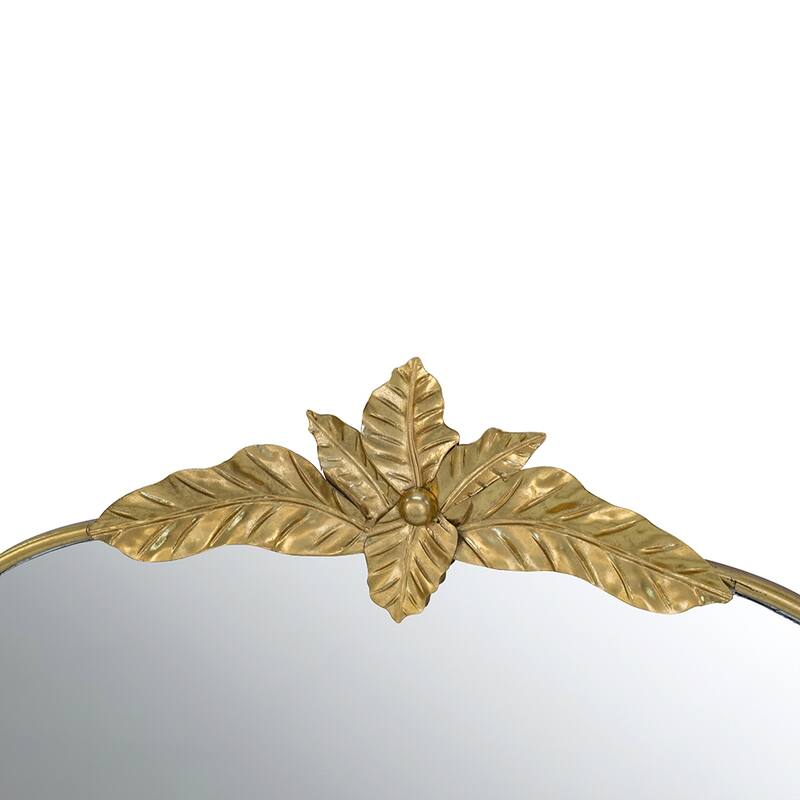 Wall- Mounted Gold Arched Mirror with Metal Frame