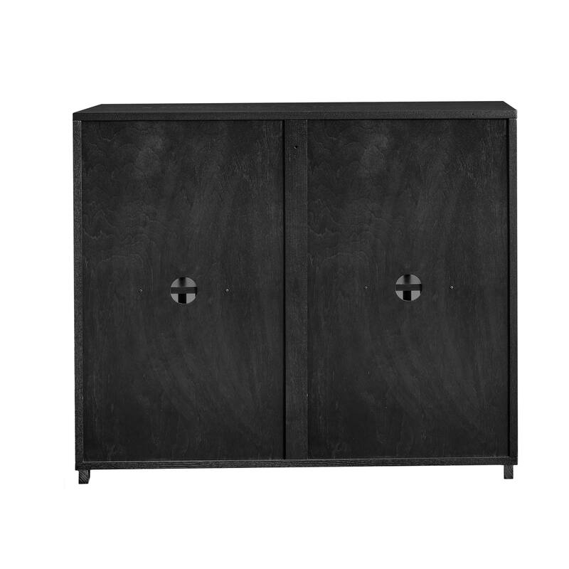 Anmytek Dark Brown Wood Storage Cabinet Modern Rustic Double Door Console for Living Room and Home Office