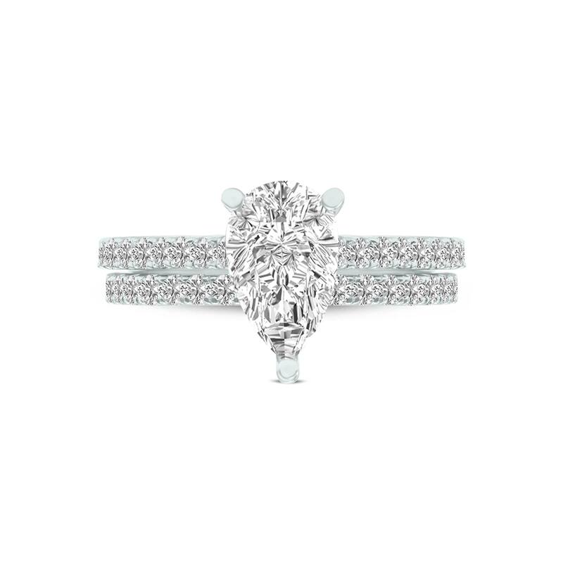 Marquee 2.80 CTW Center Pear Shape Lab Grown Diamond Engagement Ring Set in 14Karat White Gold