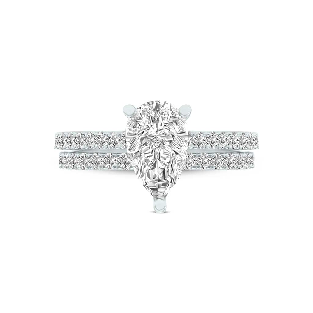 Marquee 2.80 CTW Center Pear Shape Lab Grown Diamond Engagement Ring Set in 14Karat White Gold