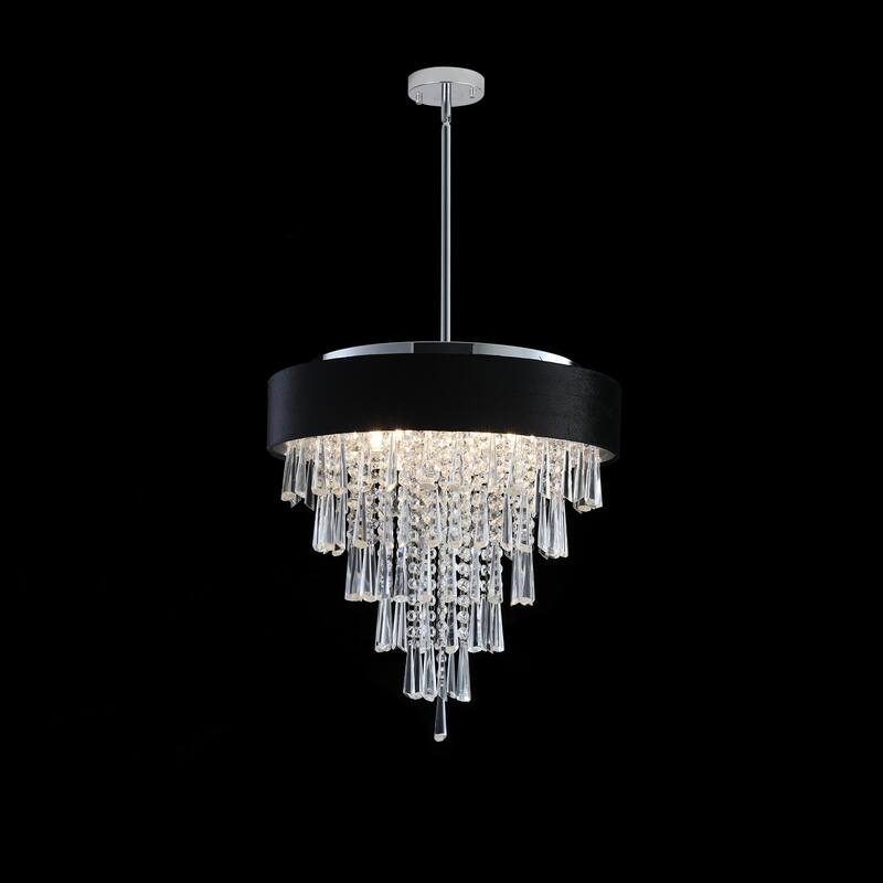 Round Crystal Chandelier for Living Room, Decorative Ceiling Lighting Fixture, Stylish Hanging Chandelier Lighting