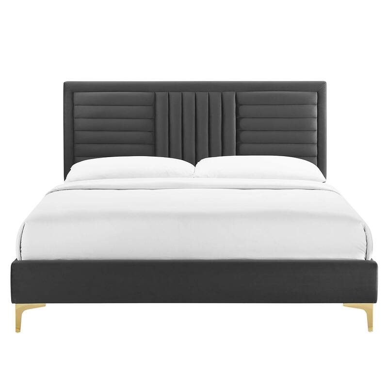 Sofia Channel Tufted Performance Velvet King Platform Bed