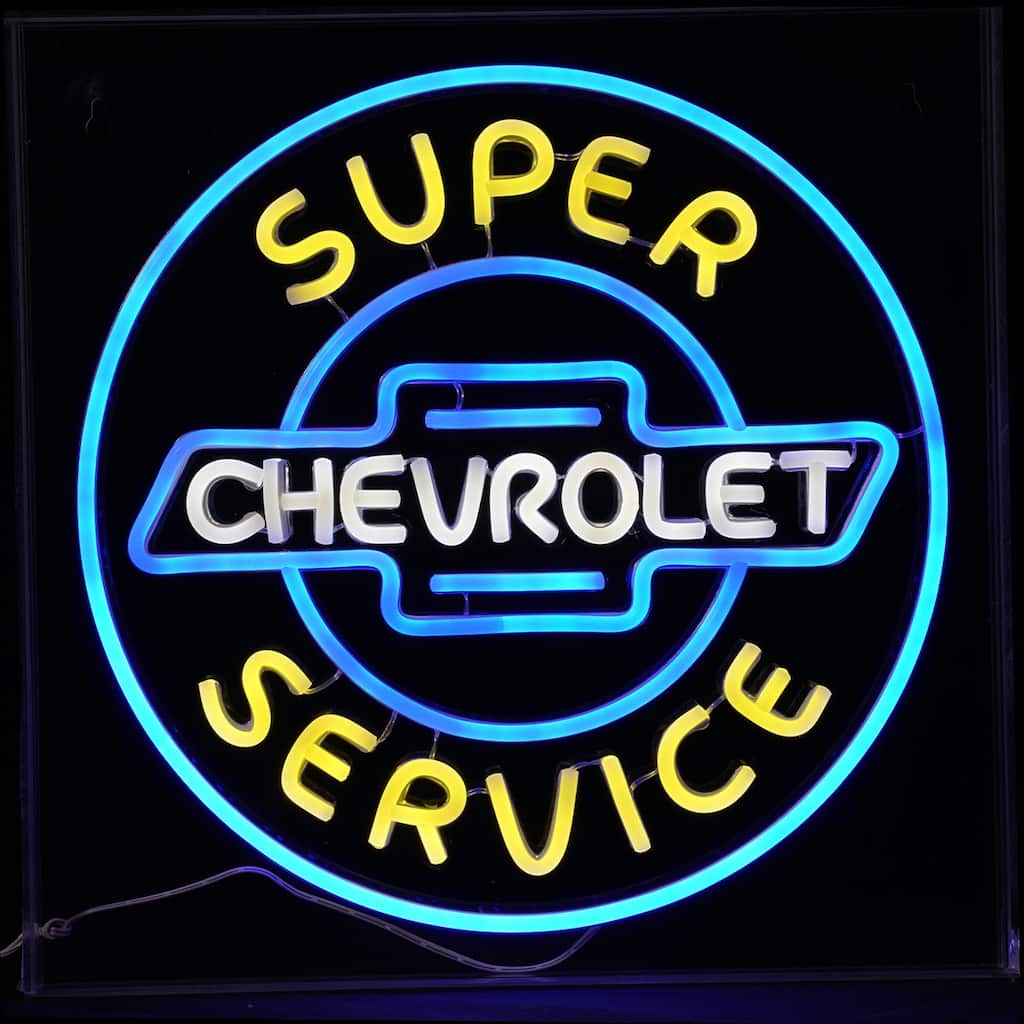 Licensed Chevrolet Super Service Acrylic LED Wall Decor Sign - 16" x 16" - 16" x 16"