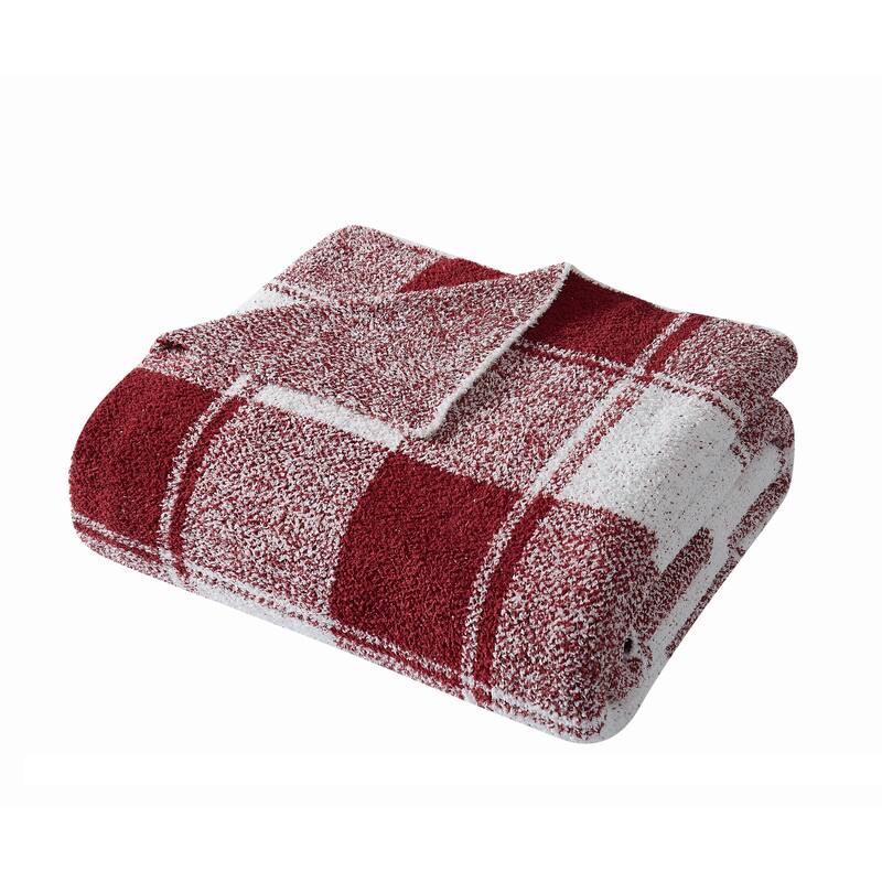 Brooklyn Loom Dusted Plaid 50x70 Throw - Burgundy