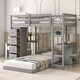 preview thumbnail 1 of 6, Twin over Twin Bed with Drawers and Shelves,Clean-lined Guard Rails, and a Built-in Ladder. Grey
