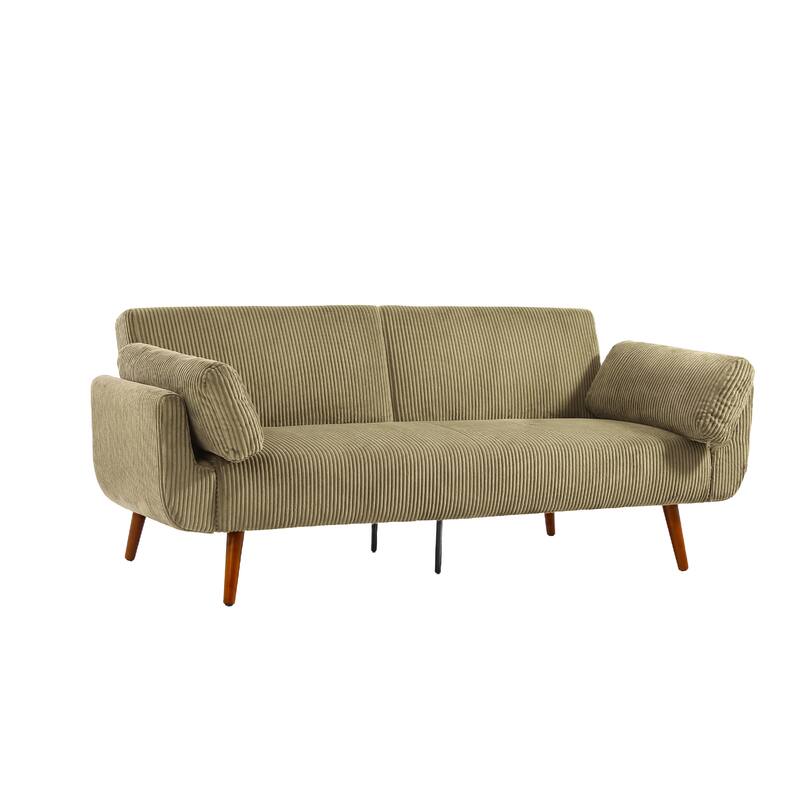 2 Set 73.5" W Upholstered Convertible Sleeper Sofa Bed with Pillows