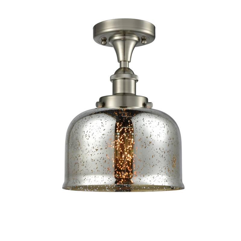 Innovations Lighting Ballston Urban Bell - 1 Light 8" Semi-Flush Mount - Silver Plated Mercury/Brushed Satin Nickel