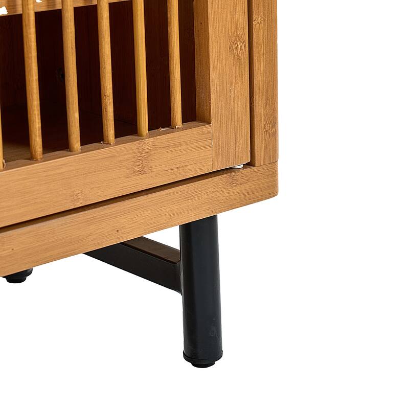 Shoe Cabinet with Shutter Doors, Shoe Storage Cabinet with Adjustable Shelves, Entryway Wooden Shoe Rack Organizer