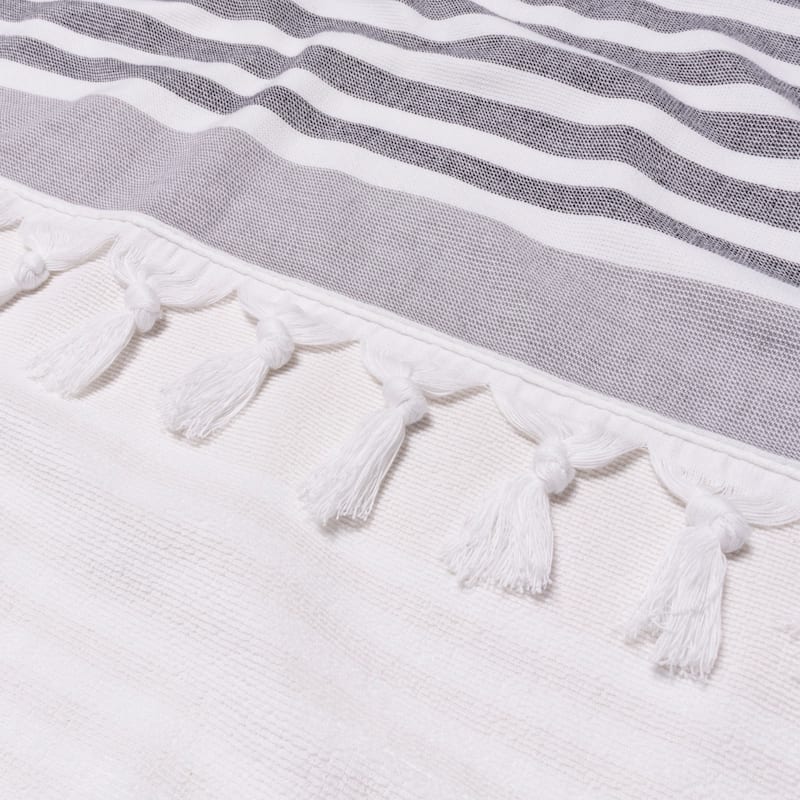 Superior Roxy Stripe Fouta Beach Towel with Tassels - 35" x 68"