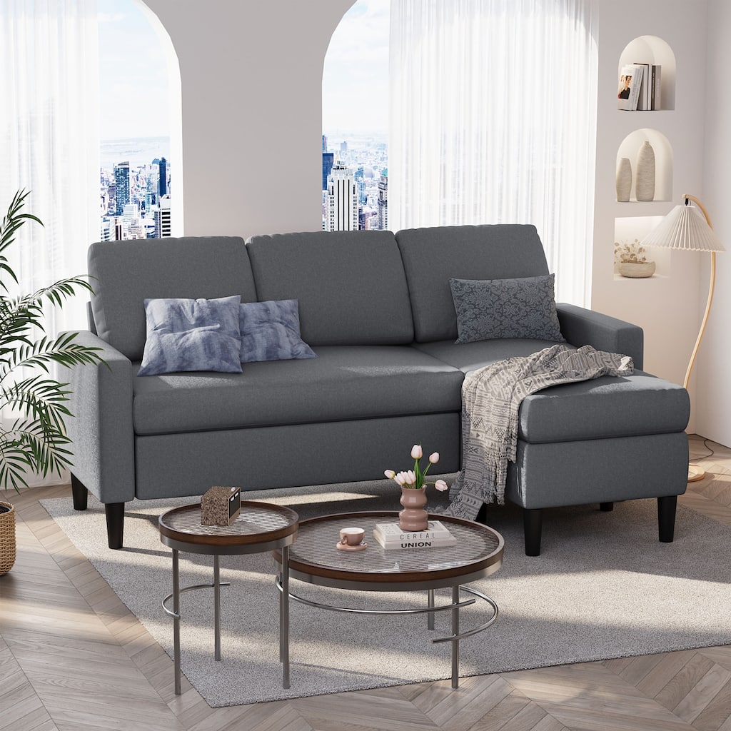 Futzca 74" Convertible Sectional Sofa Couch, Small L-Shaped Sofa
