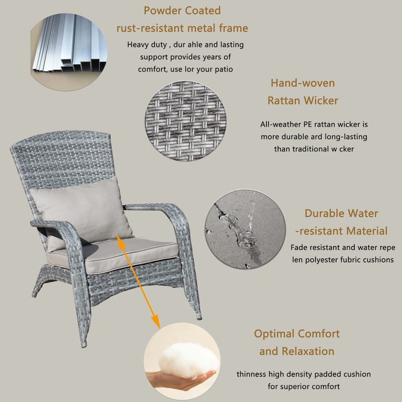 Patio Chair with Cushions( Grey Cushion)