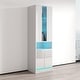 preview thumbnail 4 of 6, Meble Furniture Disparo 01 Tall LED Bookcase with 9 Shelves & 16-Color Lighting, 22W x 15.7D x 70.9H inches, High Gloss & Matte