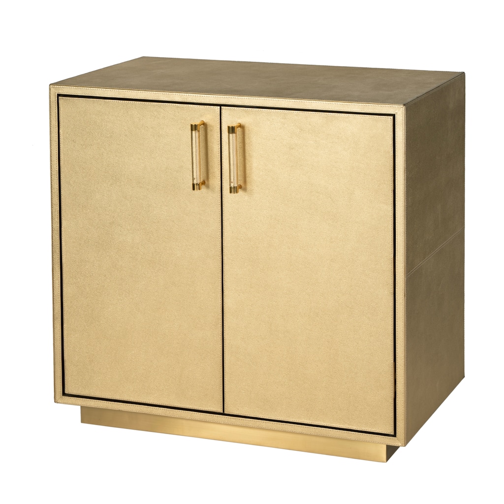 Medera 32 in. W Rectangular Wood and Leather 2 Door Accent Cabinet