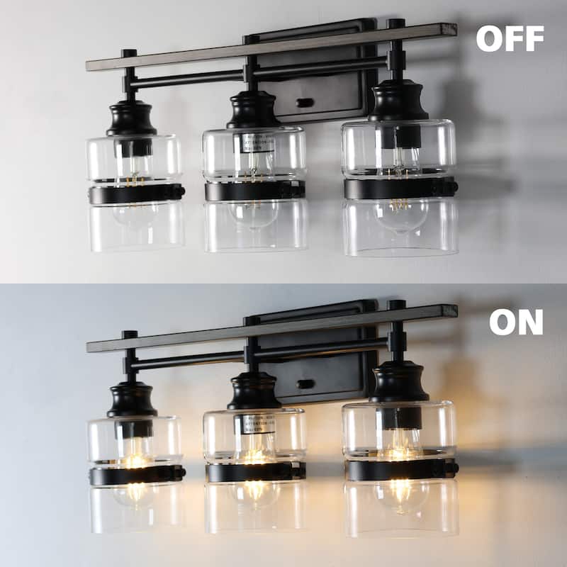 ExBrite 3-lights Bathroom Dimmable Black Vanity Lights Modern Wall Sconce Lighting