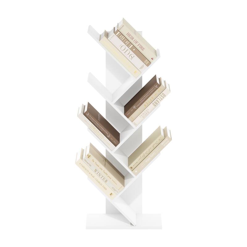 39.37 in. Tall White Wood 7-Shelf Bookcase