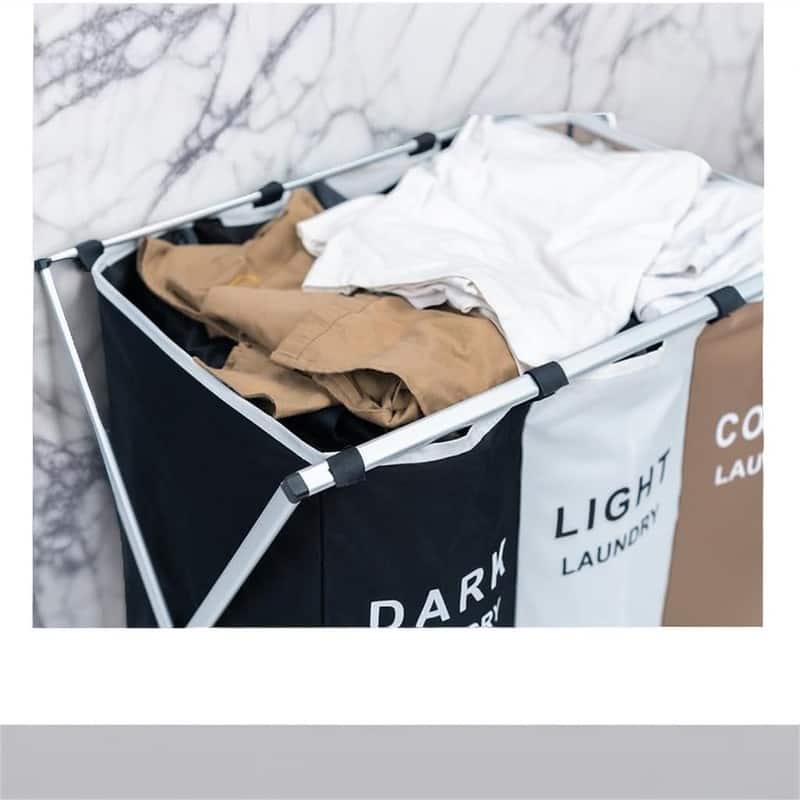 Laundry Basket 3 Section Foldable Dirty Laundry Hampe - 26"L x 16"W x 24"H