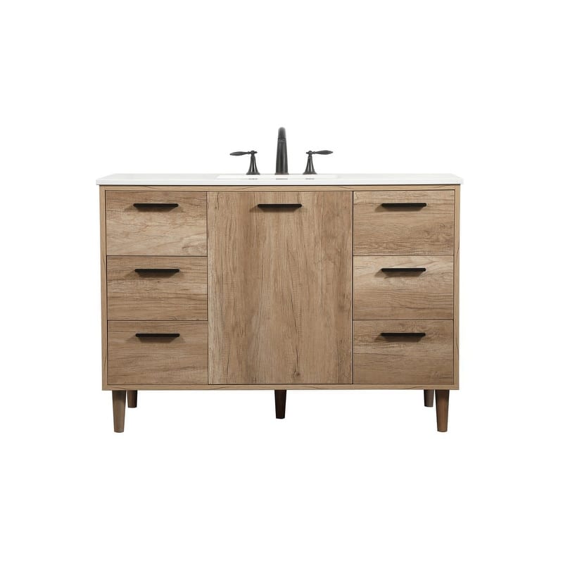 Elegant Lighting VF47048 Baldwin 48" Free Standing Single Basin Vanity - Natural Oak