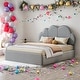 preview thumbnail 2 of 13, Grey Upholstered Queen Size Platform Bed with Cloud-shaped Headboard for Kids,Adults