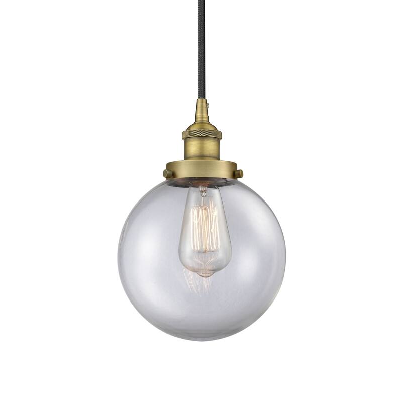 Innovations Lighting 616-1PH-12-8 Beacon Pendant Beacon 8" Wide Mini - Brushed Brass / Clear