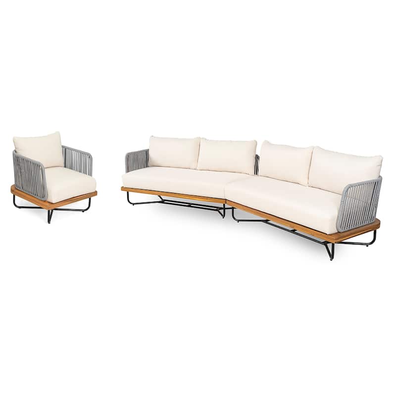 Christopher Knight Home - Evelyn Parker Elegant Lucca Outdoor Acacia Wood Sofa Set