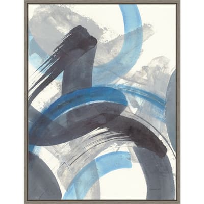 Blue Brushy Abstract II by Danhui Nai Framed Canvas Art