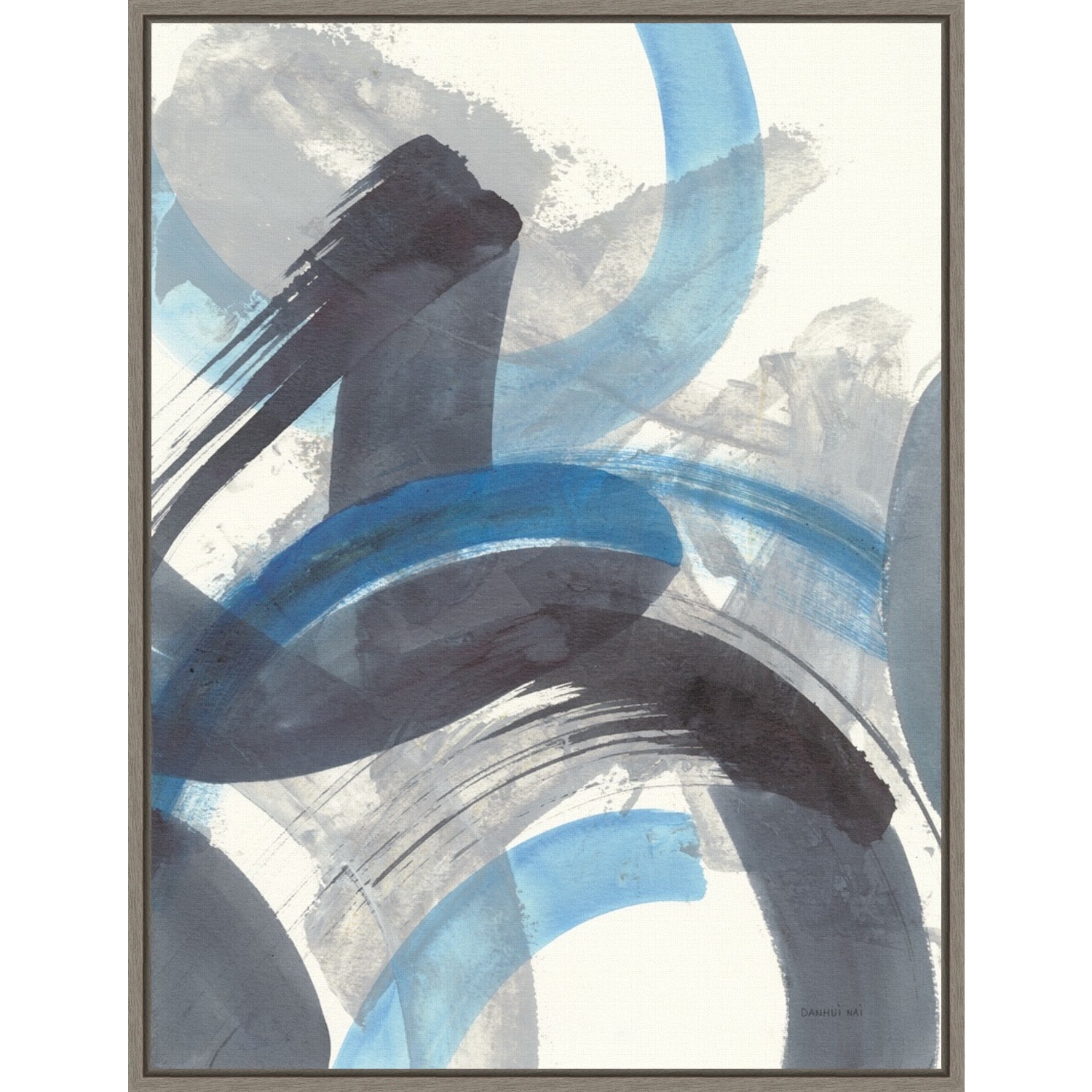 Blue Brushy Abstract II by Danhui Nai Framed Canvas Art