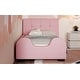 preview thumbnail 24 of 32, Twin Size Upholstered Platform Bed with Guardrail and Headboard,Modern Style Wood Bed