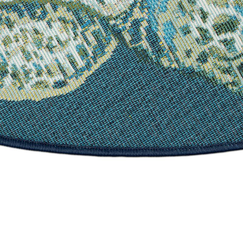 Liora Manne Esencia Seaturtle Indoor/Outdoor Mat Blue 3'3" x 2'1" SHAPED - 3'3" x 2'1" SHAPED