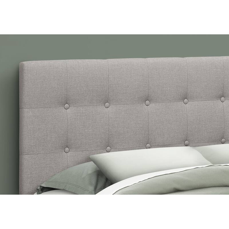 Queen Size Upholstered Grey Linen Look Bed Headboard