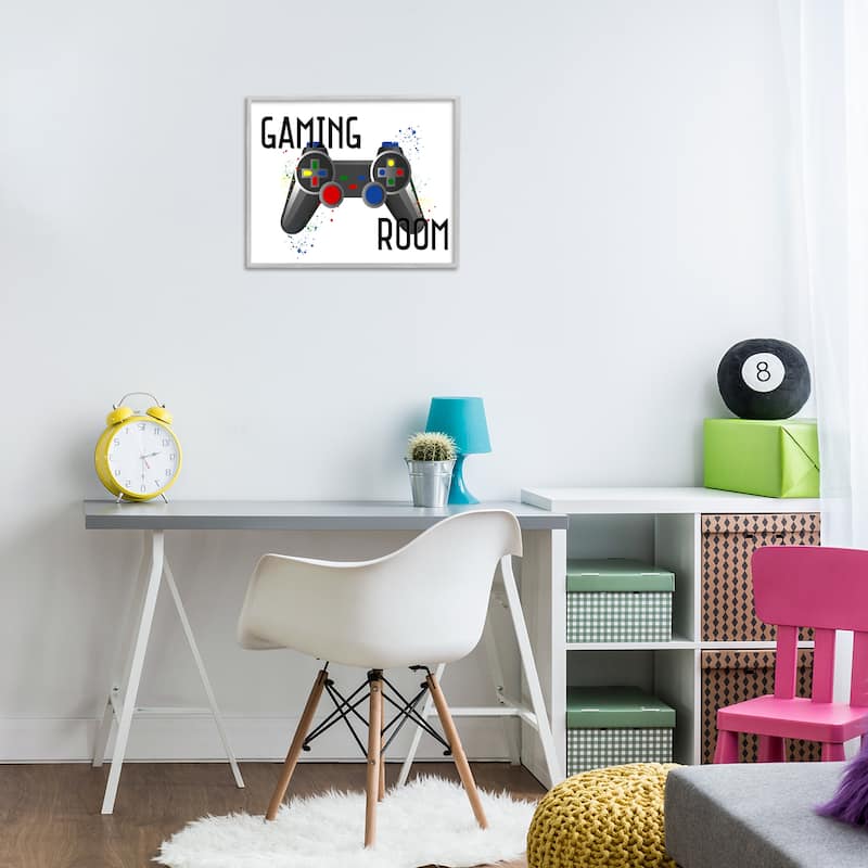 Stupell Gaming Room Modern Controller Framed Giclee Art Design By Kim Allen