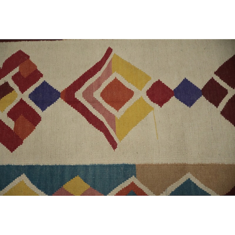 Hand Woven Oriental 100% Wool Carpet Southwestern Tribal Multi-Colored Kilim Runner Rug - 18' 0'' X 5' 3''