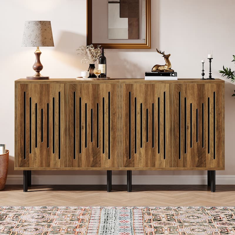 Sideboard Buffet Cabinet with Doors & Adjustable Shelves (Set of 2)