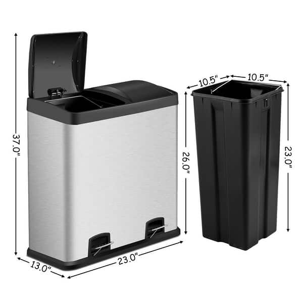 dual trash can stainless steel