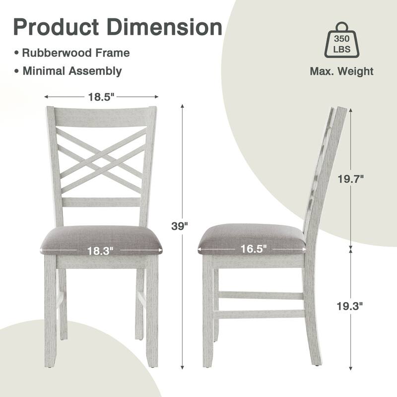 VECELO Dining Chairs Set of 2/4/6, Solid Wood Dining Chairs with Linen Fabric Seating