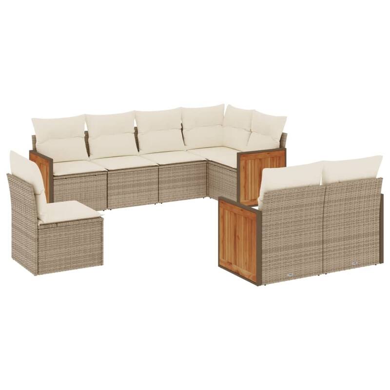 vidaXL Patio Sofa Set with Cushions Outdoor Conversation Furniture Poly Rattan