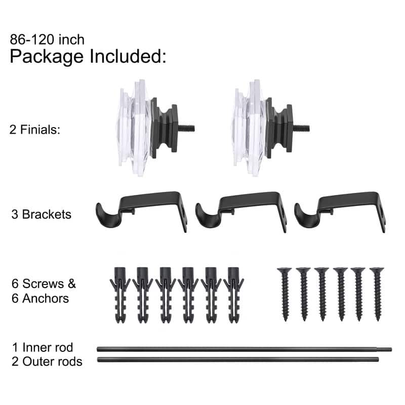 UTOPIA ALLEY Wall Mounted 3/4 Inch Curtain Rod - Adjustable Drapery Rods, Bedroom & Living Room Decorative Curtain Rods