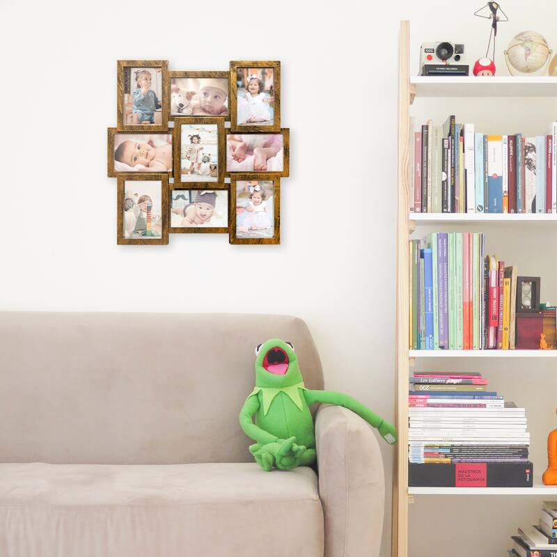 HELLO LAURA Modern 9 Opening 4x6" Wall PVC Photo Frame