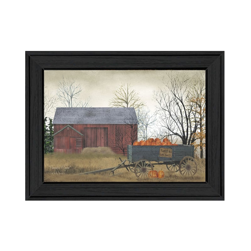 TrendyDecor4U Farmhouse "Pumpkin Wagon" Framed Print Wall Art by Billy Jacobs - Multi-Colorcolor - Charcoal