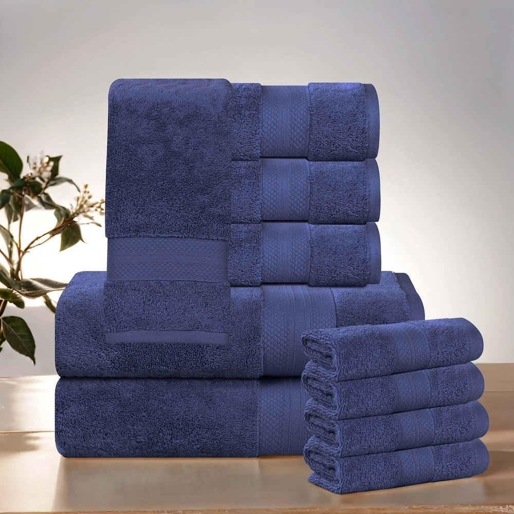 Superior Aria Turkish Cotton 10 Piece Plush Towel Set Ultra Soft, Highly Absorbent Luxury Bath Towels