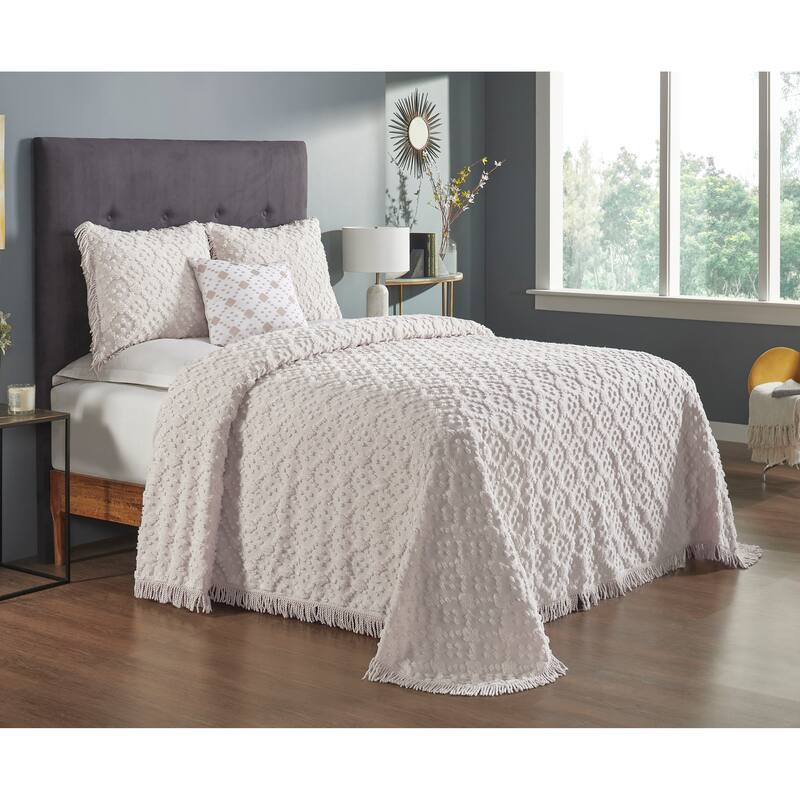 Better Trends Charleston Collection 4-Piece 100% Cotton Tufted Diamond Design Bedspread Set - Machine Washable & Tumble Dry Safe