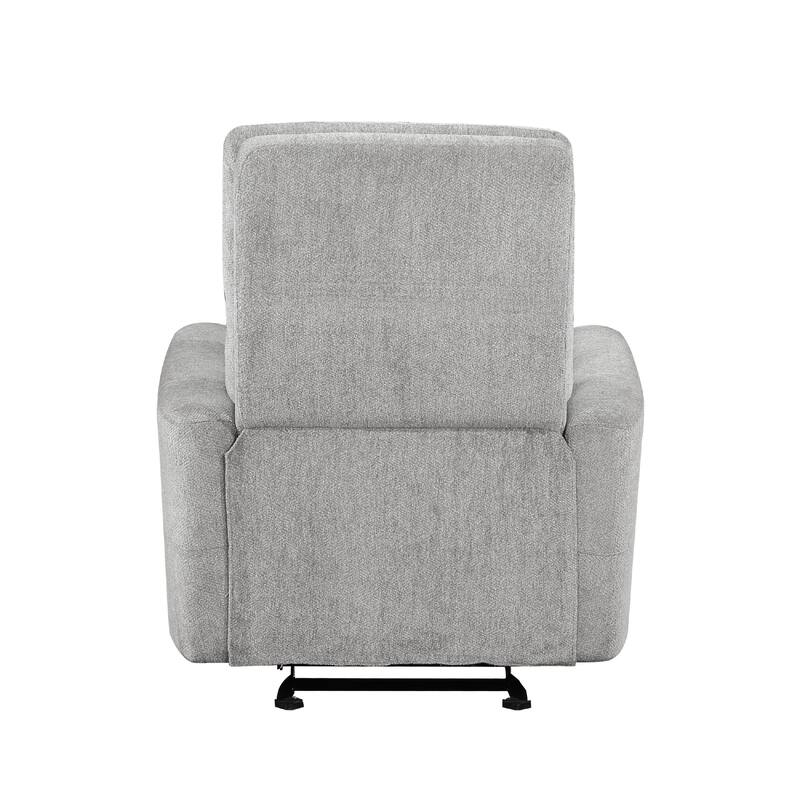 Lyns Manual Glider Recliner Armchair, Soft Gray Chenille, Solid Wood