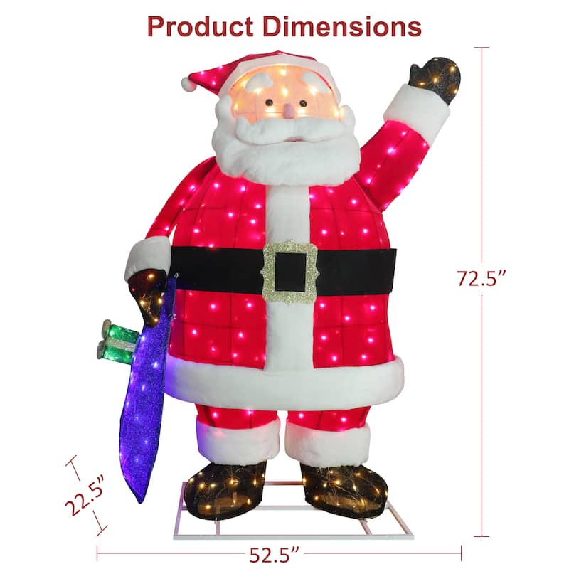 Puleo International 6 ft Santa with Gift Box Christmas Outdoor Decor - Red