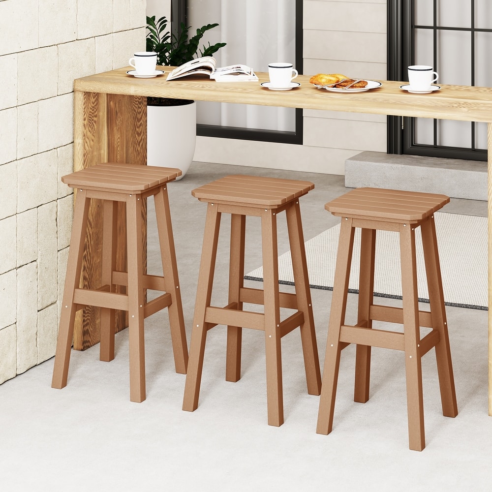 Laguna Hdpe All Weather Outdoor Patio 29" Square Bar Stool (Set Of 3)