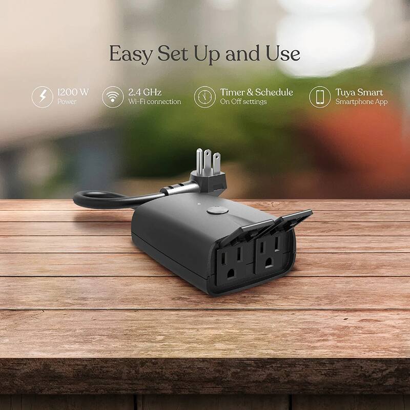 Brightech Smart Home 15 Amp 110-Volt Connection Type B Grounding Smart Plug Connector Classic Black (1-Pack)
