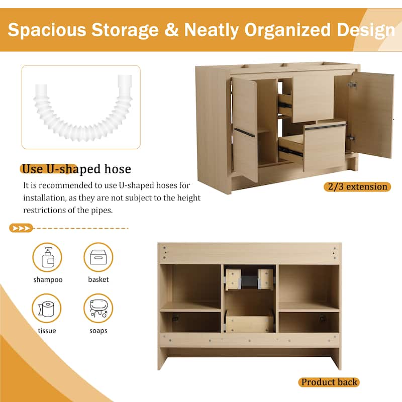 Malwee 24"/30"/36"/48"/60" Bathroom Vanity Without Sink, FreeStanding Vanity Cabinet with Soft Close Door and Drawer