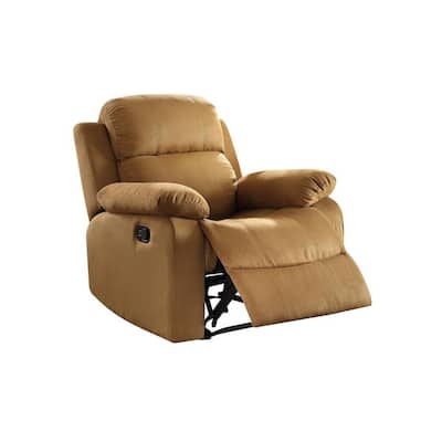 Brown Microfiber Recliner with Pillow Top Arms