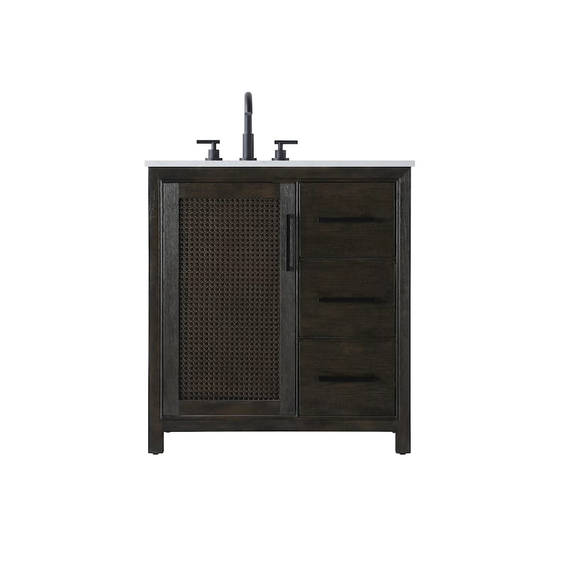 Elegant Lighting VF29532 Alina 32" Free Standing Single Basin Vanity - Chocolate Oak - Oak Finish