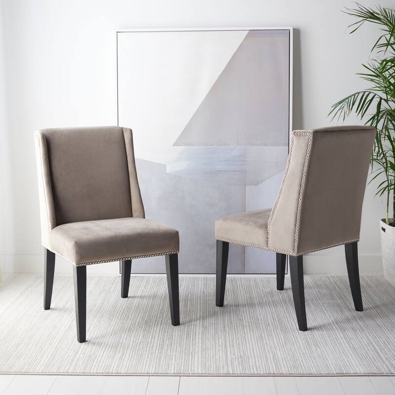 SAFAVIEH Kourtney Mushroom Taupe Dining Chair (Set of 2) - 22" W x 26" D x 39.8" H - 22Wx26Dx40H