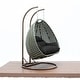 preview thumbnail 111 of 128, LeisureMod Modern 2-Person Egg Hanging Swing Chair with Beige Wicker, Oxford Fabric Cover, Patio Hammock Lounger and Cushions